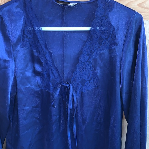 Fredericks of hollywood blue lace satin bridal spa robe gown set size S - Picture 4 of 5